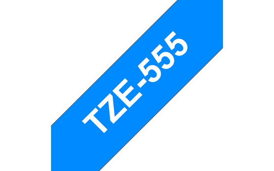 Brother TZe555:  оригинальная кассета с лентой для печати наклеек белым на синем фоне, ширина: 24 мм.