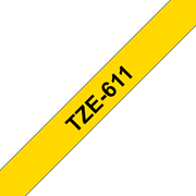 Brother TZe-611 - черен текст на жълта ламинирана лента, ширина 6mm