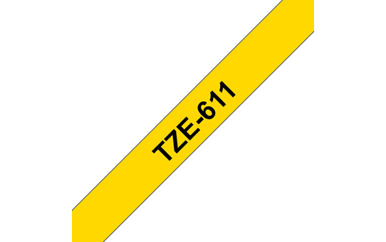 Brother TZe611 original etikettape, svart på gul, 6 mm 