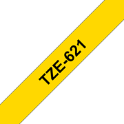 Oryginalna taśma TZe-621 firmy Brother – czarny nadruk na żółtym tle, 9mm szerokości