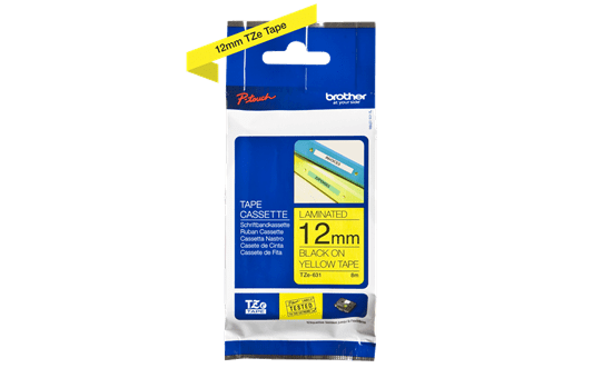 Genuine Brother TZe-631 Labelling Tape – Black on Yellow, 12mm wide 3