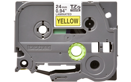 Oriģinālā Brother TZe651 melnas drukas dzeltena uzlīmju lentes kasete, 24mm plata 2