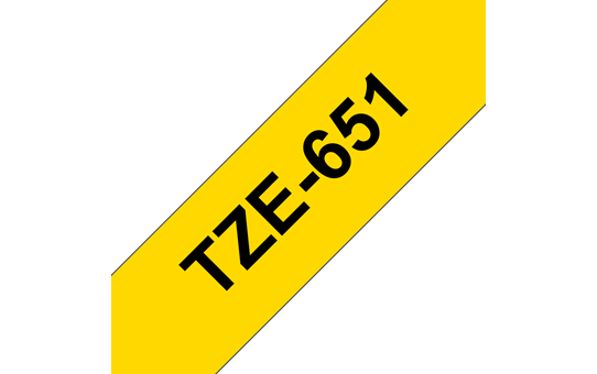 Original Brother TZe651 merketape – sort på gul, 24 mm bred