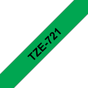 Oryginalna taśma TZe-721 firmy Brother – czarny nadruk na zielonym tle, 9mm szerokości
