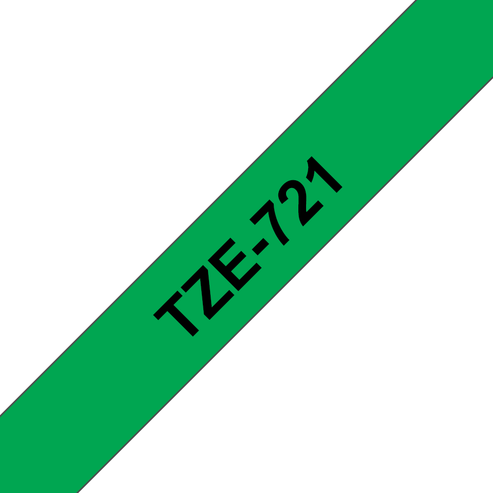 Brother TZe721 original etikettape, svart på grön, 9 mm 