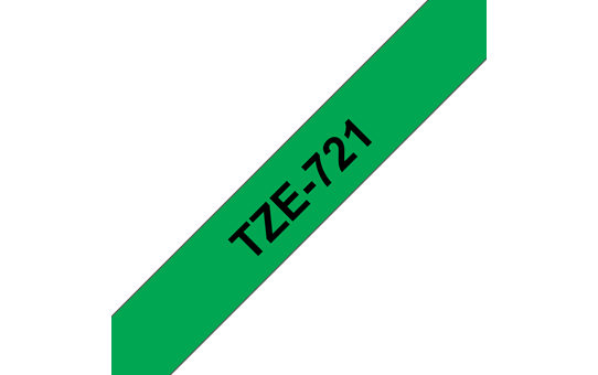 Genuine Brother TZe-721 Labelling Tape Cassette – Black on Green, 9mm wide