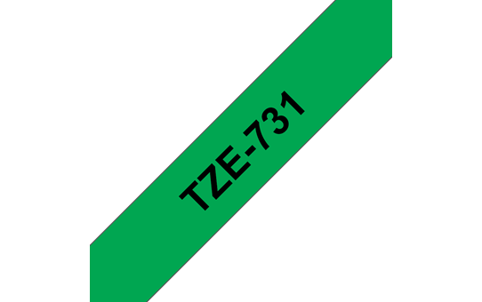 Original Brother TZe731 merketape – sort på grønn, 12 mm bred