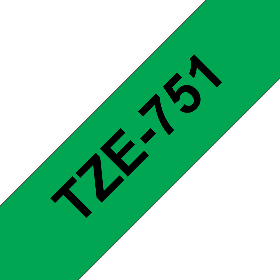 Brother TZe-751 - черен текст на зелена ламинирана лента, ширина 24mm
