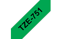 Brother TZe751 original etikettape, svart på grön, 24 mm 