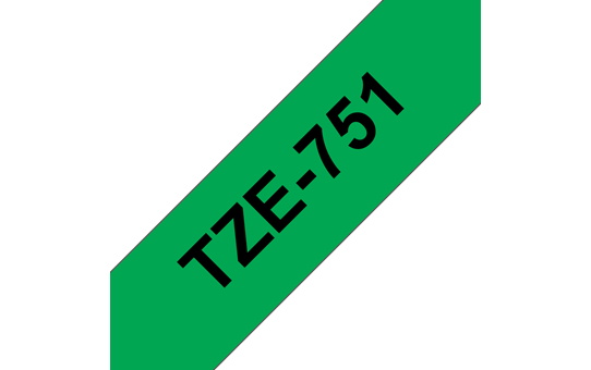 Brother TZe751 original etikettape, svart på grön, 24 mm 