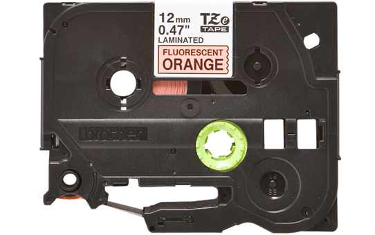 Brother TZe-B31 original etikettape - svart på fluorescerande orange laminerad, 12 mm bred