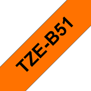 Oryginalna taśma fluorescencyjna TZe-B51 firmy Brother – czarny nadruk na pomarańczowym fluorescencyjnm tle, 24mm szerokości