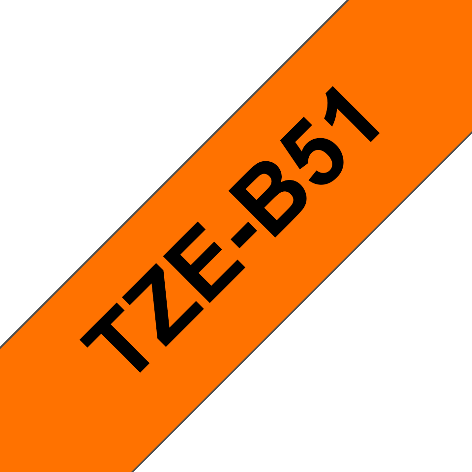 Originální kazeta s páskou Brother TZe-B51 - černý tisk na fluorescenční oranžové, šířka 24 mm