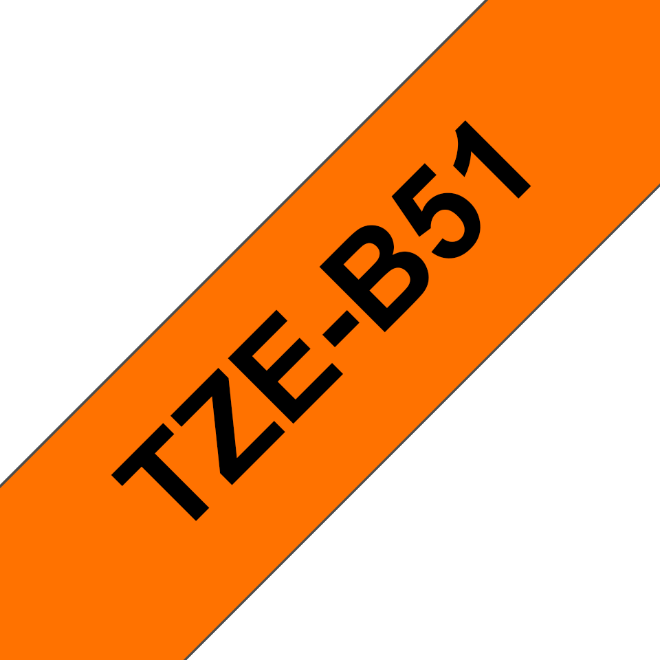 Brother P-touch TZeB51 sort på fluoriserende oransje 24 mm bred merketape