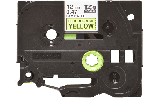 Original Brother TZeC31 merketape – sort på fluorescerende gul, 12 mm bred 2
