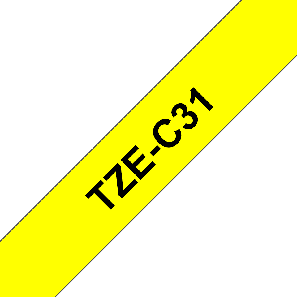 Cassette à ruban pour étiqueteuse TZe-C31 Brother originale – Jaune fluorescent, 12 mm de large