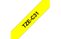Brother TZeC31 original etikettape, svart på fluorescerande gul, 12 mm