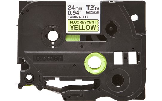 Oriģināla Brother TZe-C51 uzlīmju lentes kasete - melnas drukas fluorescējoša dzeltena, 24mm plata 2