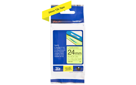 Genuine Brother TZe-C51 Labelling Tape Cassette – Fluorescent Yellow, 24mm wide 2