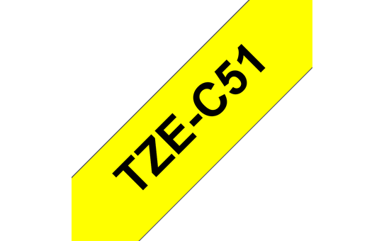 Oryginalna taśma fluorescencyjna TZe-C51 firmy Brother – czarny nadruk na żółtym fluorescencyjnym tle,  24mm szerokości