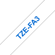 Brother TZe-FA3 Textil-Aufbügelband – blau auf weiß