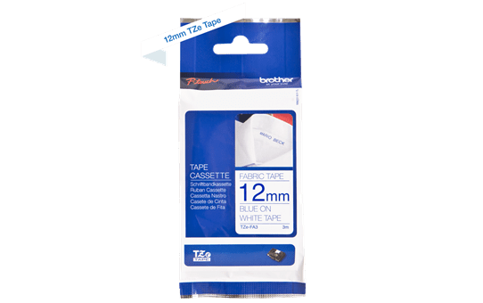 Genuine Brother TZe-FA3 Fabric Tape Cassette – Blue on White, 12mm wide 3