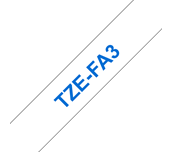 Genuine Brother TZe-FA3 Fabric Tape Cassette – Blue on White, 12mm wide