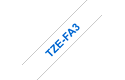 Brother TZe-FA3 tygtape - blå på vit, 12 mm bred