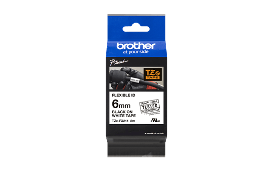 Original Brother TZeFX211 fleksibel ID merketape – sort på hvit, 6 mm bred 3