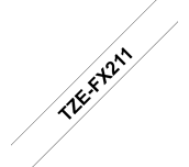 TZe-FX211 - Cassette à ruban pour étiqueteuse Brother originale – Noir sur blanc, 6 mm de large