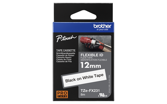 Genuine Brother TZe-FX231 Labelling Tape Cassette – Black on White, 12mm wide 3