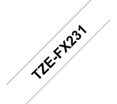 TZe-FX231 - Cassette à ruban pour étiqueteuse Brother originale – Noir sur blanc, 12 mm de large