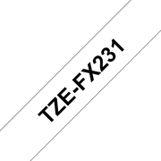 Brother TZe-FX231 - черен текст на бяла гъвгава лента, ширина 12mm