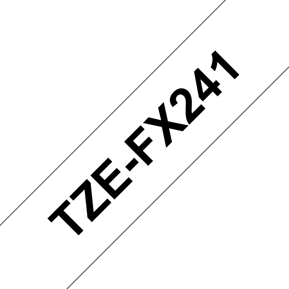 Brother P-touch TZeFX241 sort på hvit 18 mm bred fleksibel ID merketape