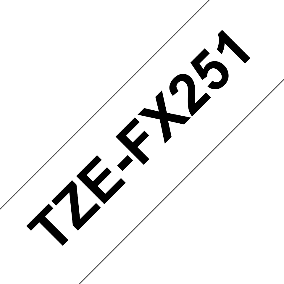 Genuine Brother TZe-FX251 Labelling Tape Cassette – Black on White, 24mm wide