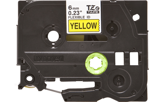 Oryginalna taśma identyfikacyjna Flexi ID TZe-FX611 firmy Brother – czarny nadruk na żółtym tle, 6mm szerokości 2