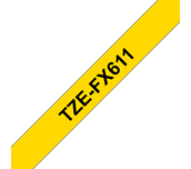 TZe-FX611 - Cassette à ruban pour étiqueteuse Brother originale – Noir sur jaune, 6 mm de large