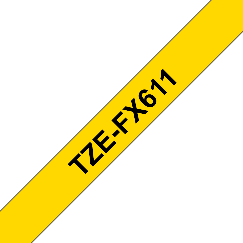 Genuine Brother TZe-FX611 Labelling Tape Cassette – Black on Yellow, 6mm wide