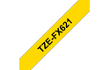 Original Brother TZeFX621 fleksibel ID merketape – sort på gul, 9 mm bred