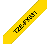 TZe-FX631 - Cassette à ruban pour étiqueteuse Brother originale – Noir sur jaune, 12 mm de large