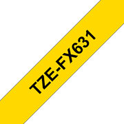 Oryginalna taśma identyfikacyjna Flexi ID TZe-FX631 firmy Brother – czarny nadruk na żółtym tle, 12 mm szerokości