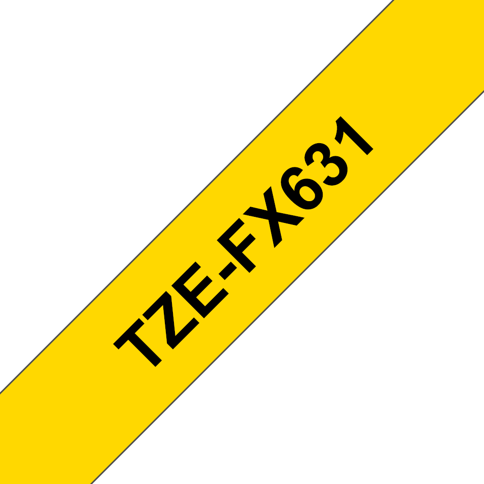 Brother P-touch TZeFX631 sort på gul 12 mm bred fleksibel ID merketape