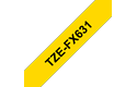 Original Brother TZeFX631 fleksibel ID merketape – sort på gul, 12 mm bred