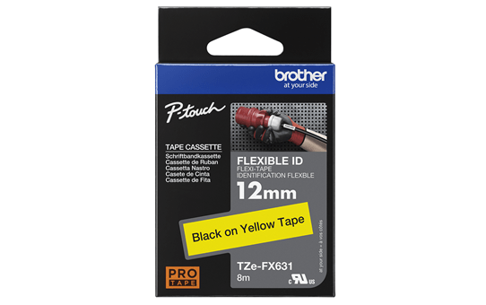 Cassette à ruban pour étiqueteuse TZe-FX631 Brother originale – Noir sur jaune, 12 mm de large 4