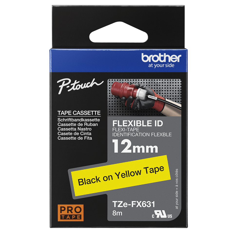 Cassette à ruban pour étiqueteuse TZe-FX631 Brother originale – Noir sur jaune, 12 mm de large 4