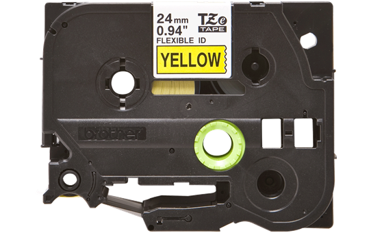 Oriģināla Brother TZe-FX651 elastīga ID lenta - melnas drukas, dzeltena, 24mm plata  2