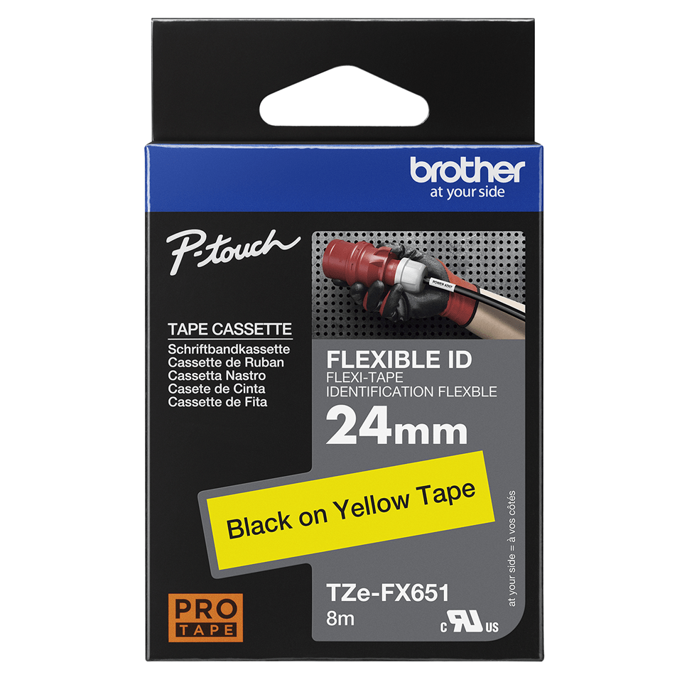 Originální flexibilní ID páska Brother TZe-FX651 - černý tisk na žluté, šířka 24 mm 3