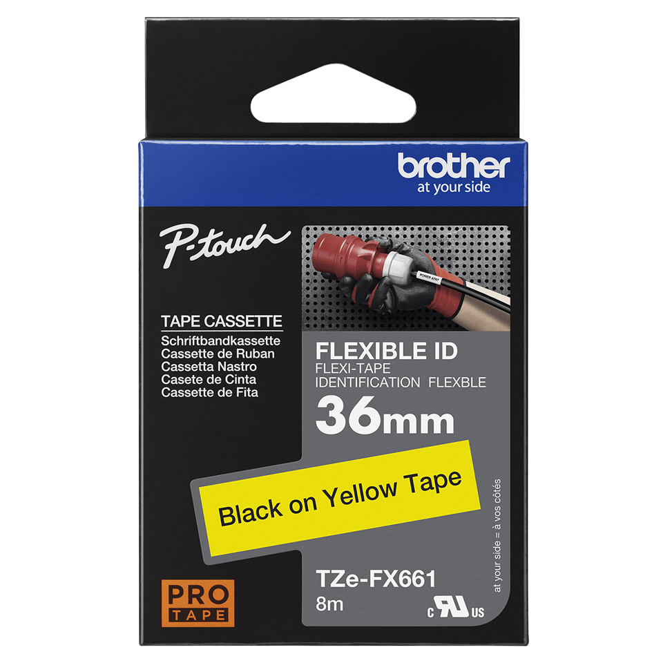 Cassette à ruban pour étiqueteuse TZe-FX661 Brother originale – Noir sur jaune, 36 mm de large 3