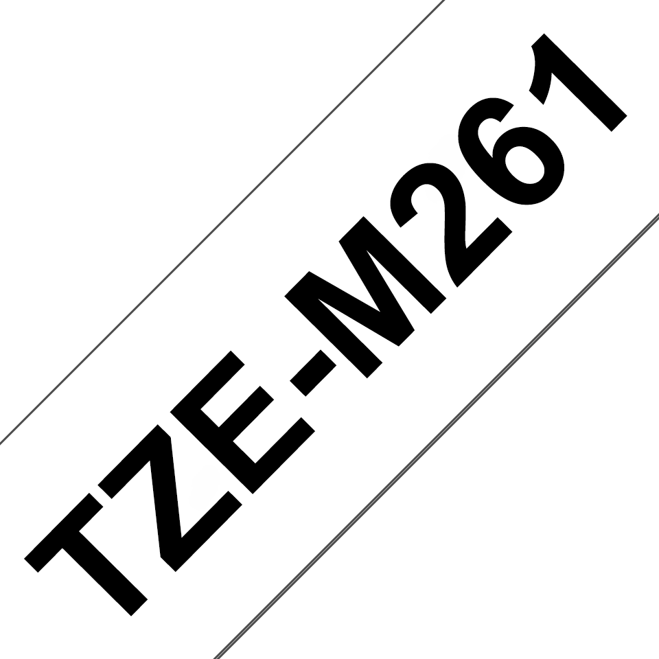 TZe-M261 kaseta z mat laminiranom trakom za označavanje – crni ispis na bijeloj traci - uzorak trake