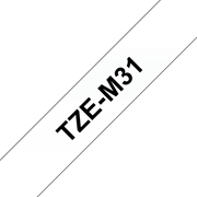 Oryginalna taśma do etykietowania Brother Tze-M31 – czarny nadruk na przezroczystym matowym tle, szerokość 12 mm